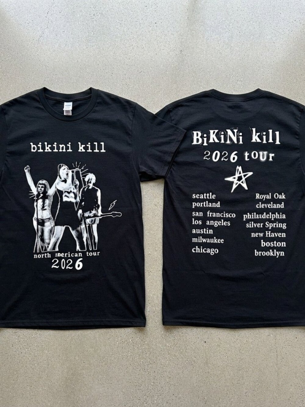 Bikini Kill North American Tour 2026 Band Black T-Shirt S-4XL